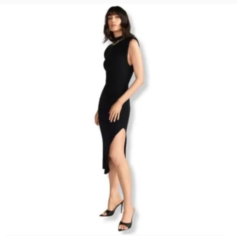 House of Harlow 1960 Sleeveless Mock Neck Knit Midi Dress Black Size Small